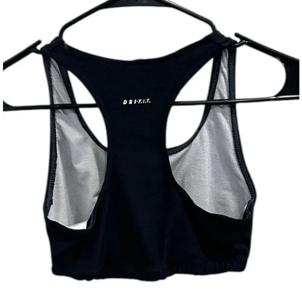 VTG 90s Nike Black Large Swoosh Racerback Sports Bra Sz Small ASO Monica Friends
